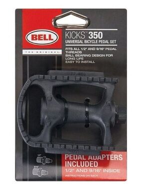 2Pc Bell Sports Kicks 350 Composite Black Replacement Universal Bike Pedal Set